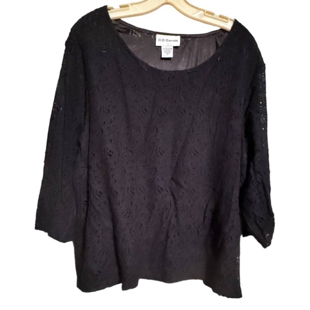 Vintage C.D. Daniels Black Lace Top